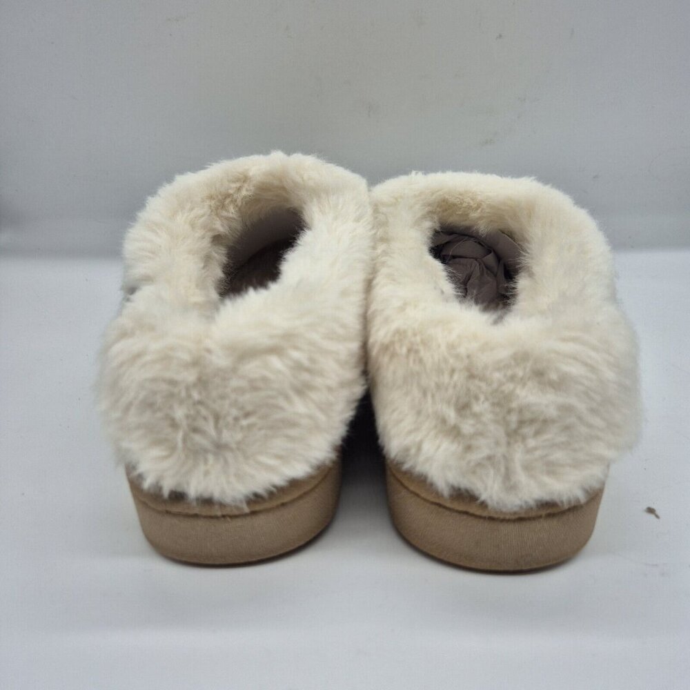 Clarks Women's slippers Size 7 M Beige Tan Knitted Faux Fur Collar Lined Clog - Picture 3 of 11